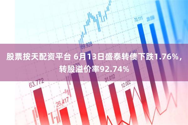 股票按天配资平台 6月13日盛泰转债下跌1.76%，转股溢价率92.74%