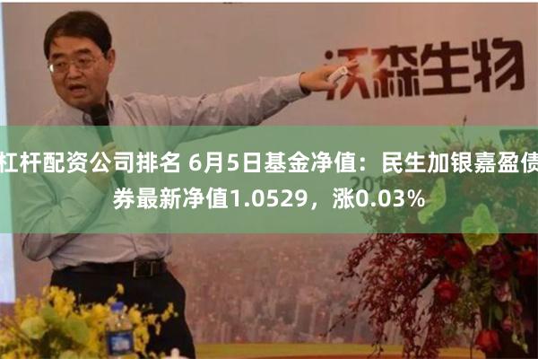 杠杆配资公司排名 6月5日基金净值：民生加银嘉盈债券最新净值1.0529，涨0.03%